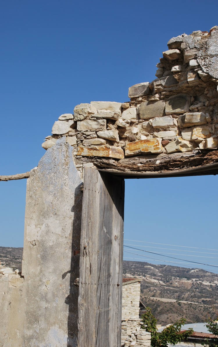 Vavla Larnaca traditional dilapitaded stone entry